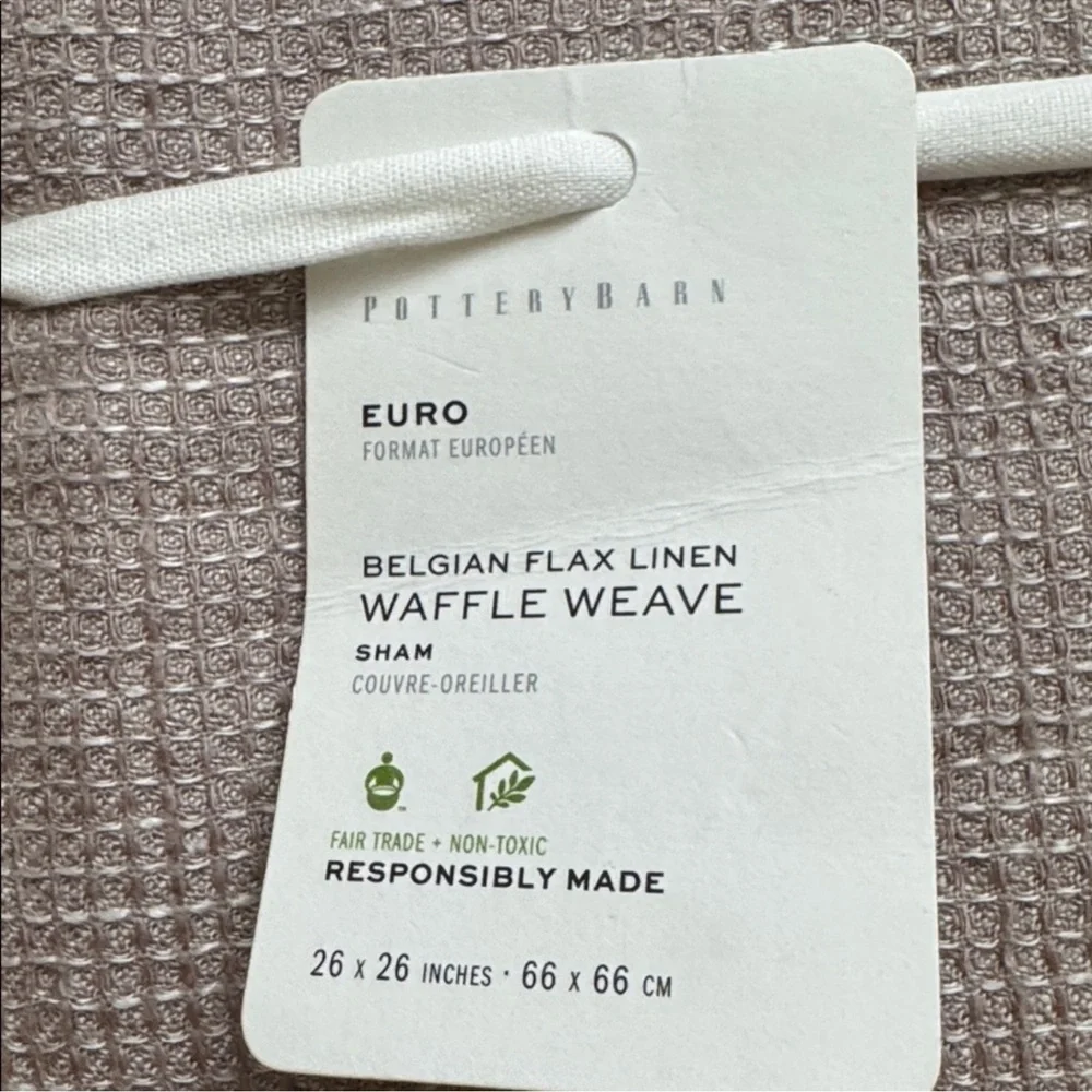 Pottery Barn Belgian Flax Linen Waffle Weave Euro Shams Set of Two